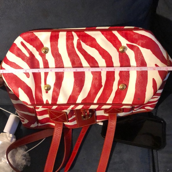 Dooney & Bourke Tote Red and White Zebra Stipe - Picture 7 of 8